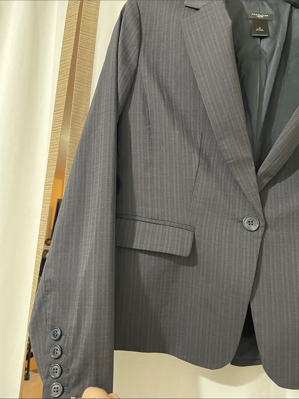 Ann Taylor Women's Navy Pinstripe Blazer - Picture 3 of 9